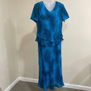 Donna Ricco Blue Patterned Dress